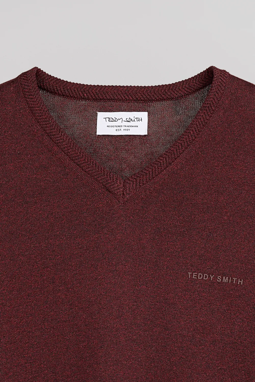 Teddy Smith Pulser 3 maglione scollo V bordeaux cotone