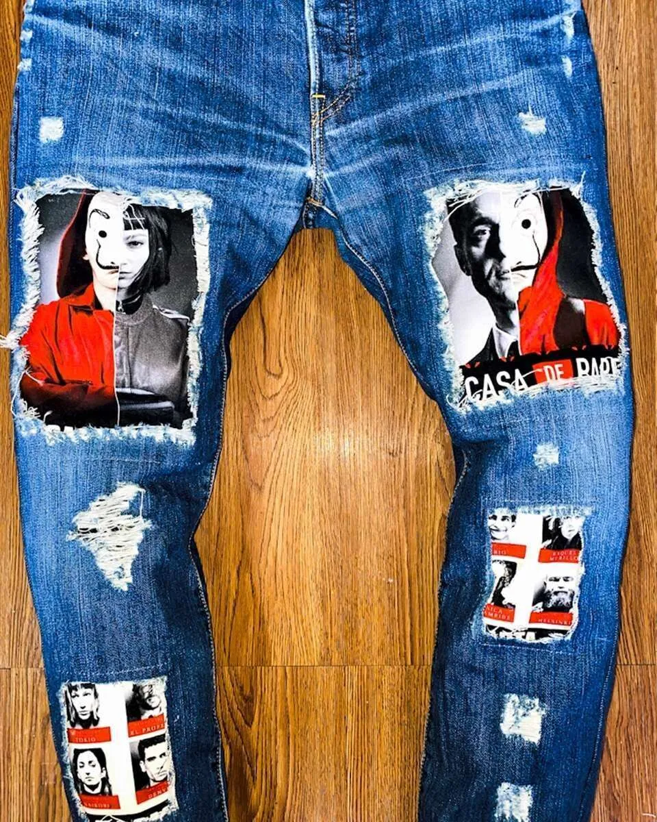 Never Say Never La Casa di Carta jeans Levis vintage con tessuto