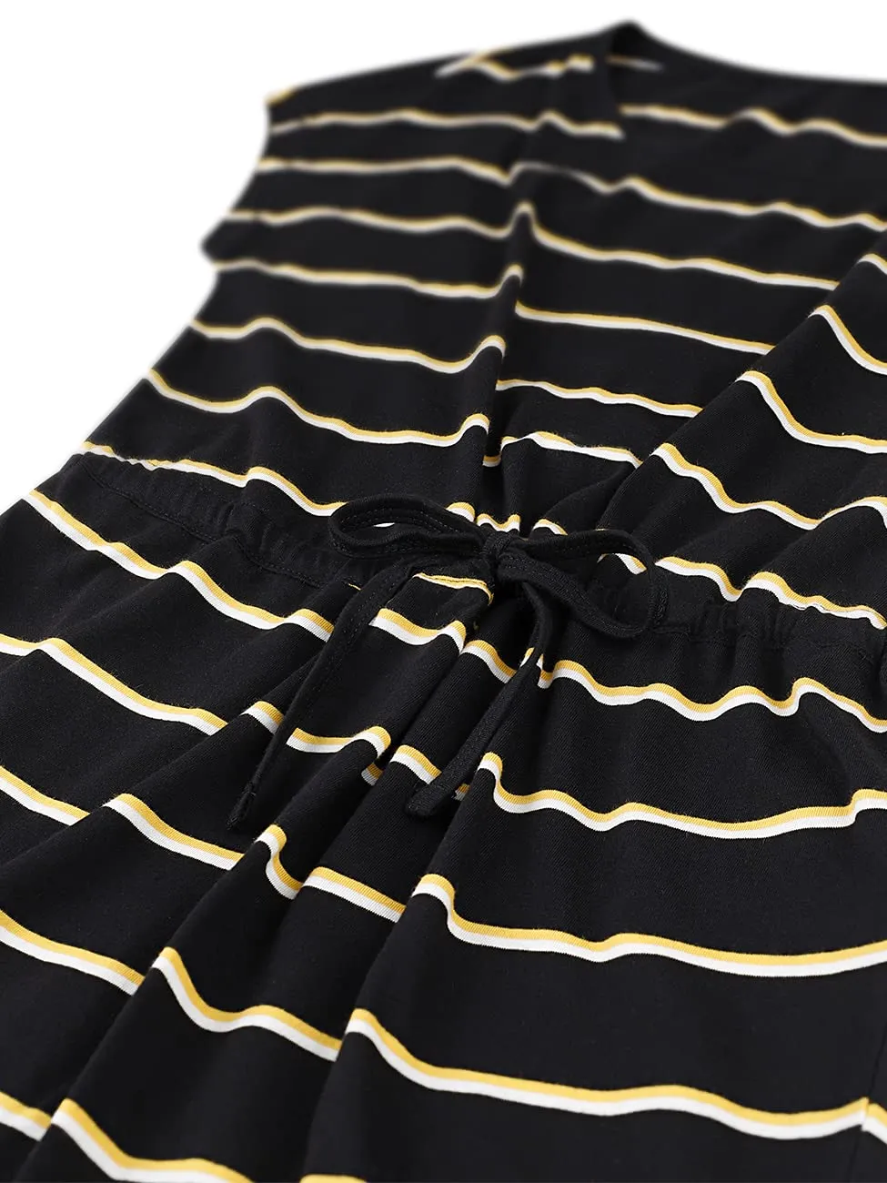 Only Onlmay Vestito Donna L Nero Giallo Corto Cotone