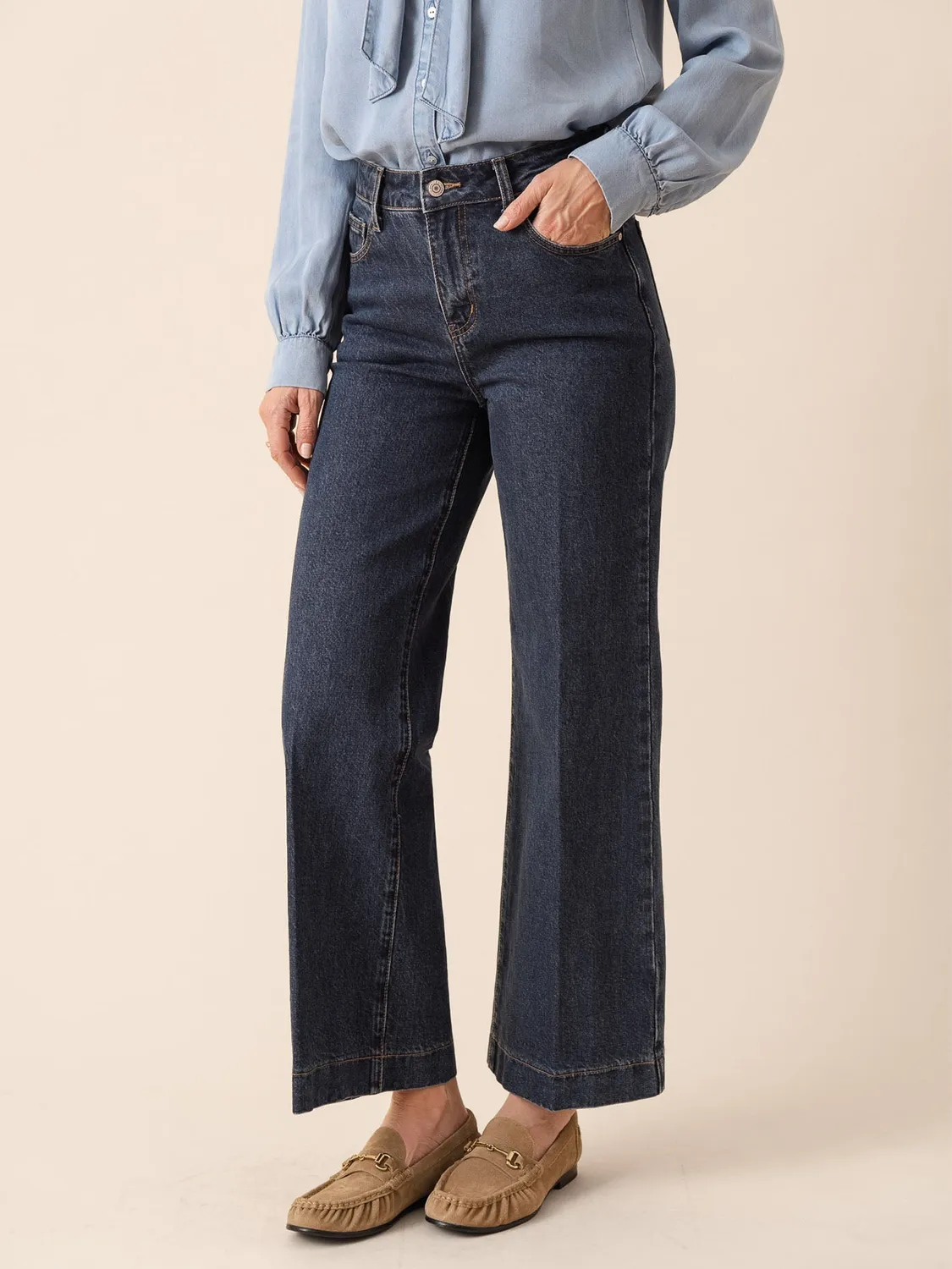 Oraije Vienna jeans wide blu scuro cotone regular
