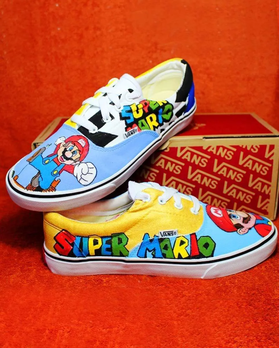 Never Say Never Slip-On Super Mario Bros vans dipinte