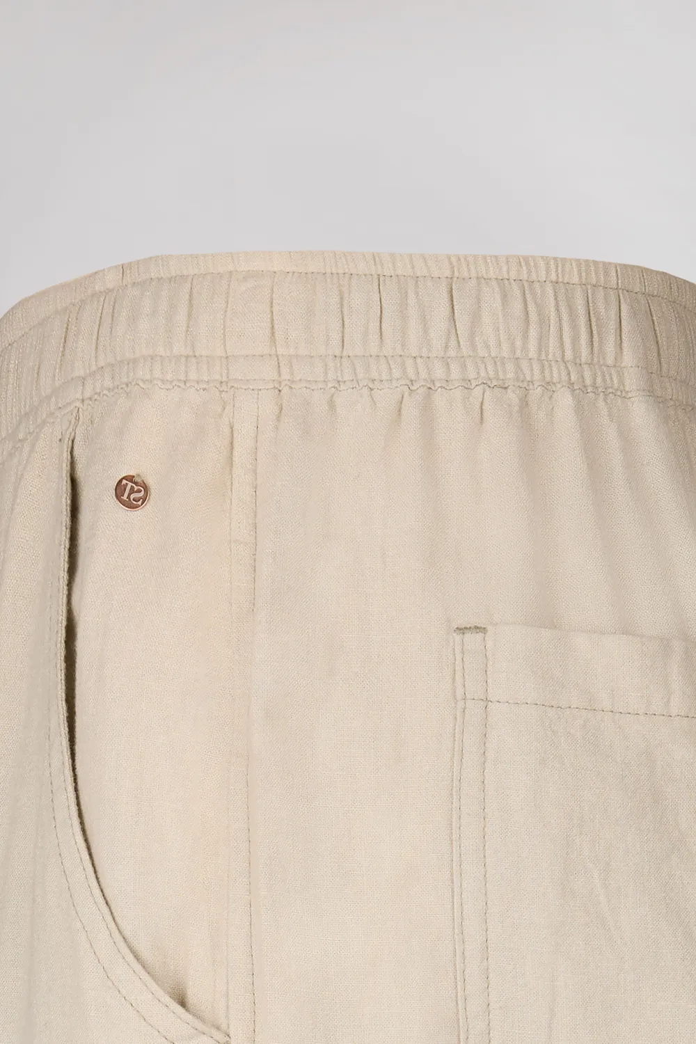 Teddy Smith P-Joan Wide Pantalone Donna Lino Beige Gamba Larga