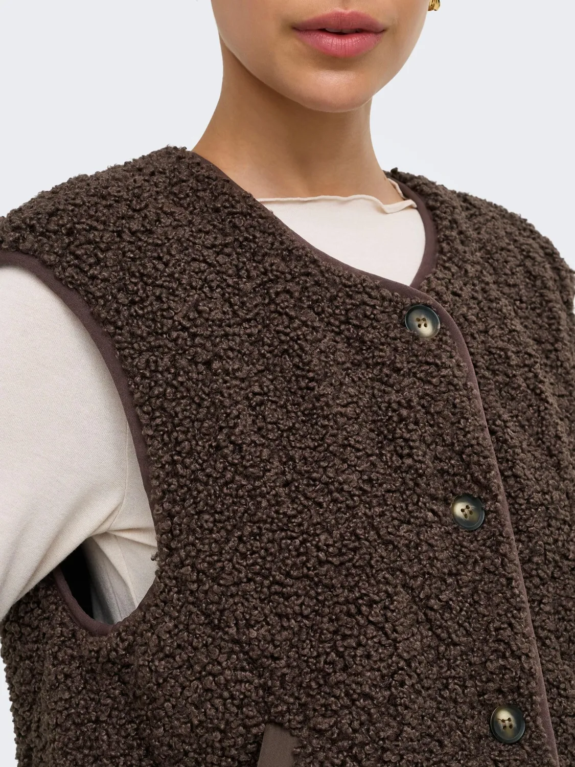 ONLY Onlines cappotto teddy taglia S marrone