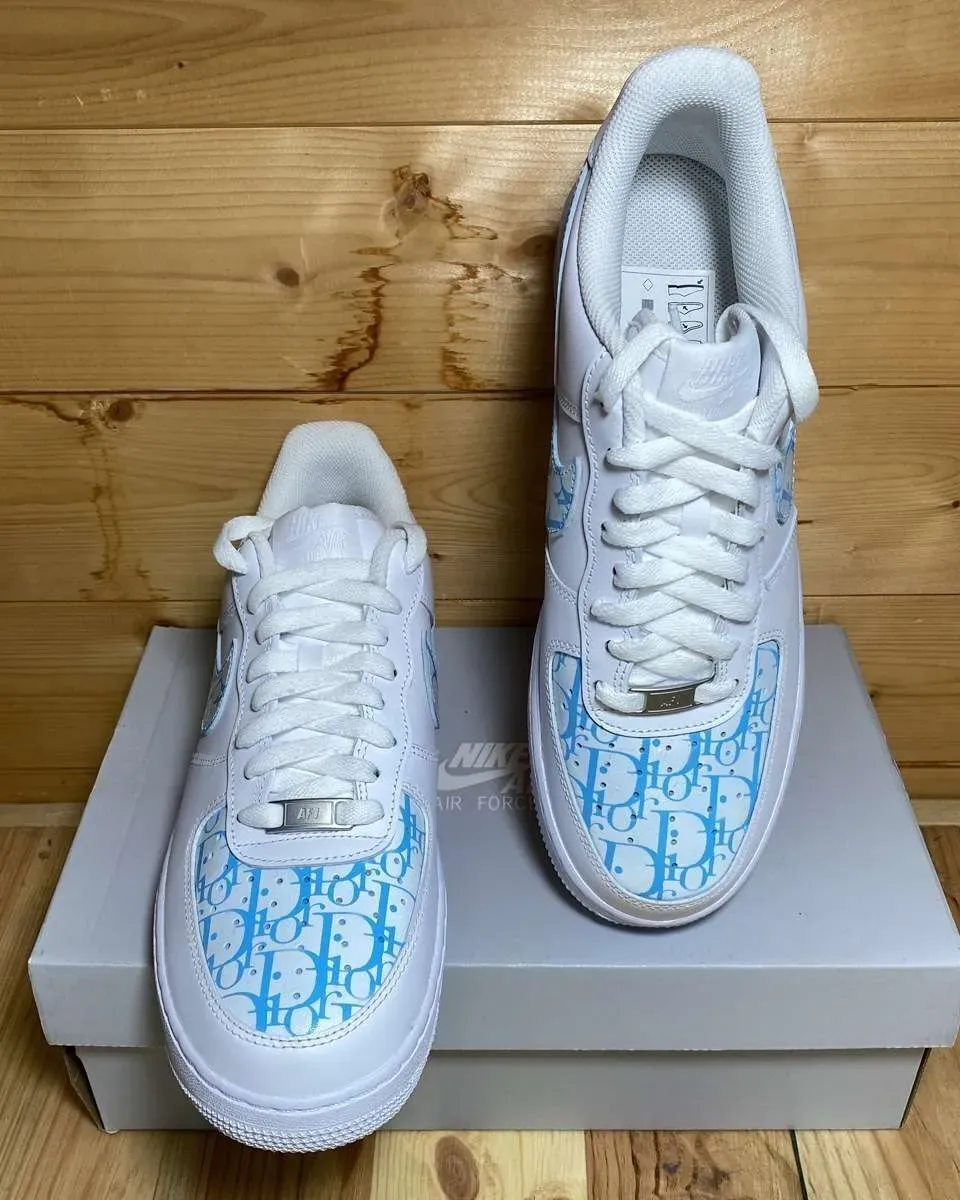 Nike Air Force 1 Blue Light sneakers dipinte a mano