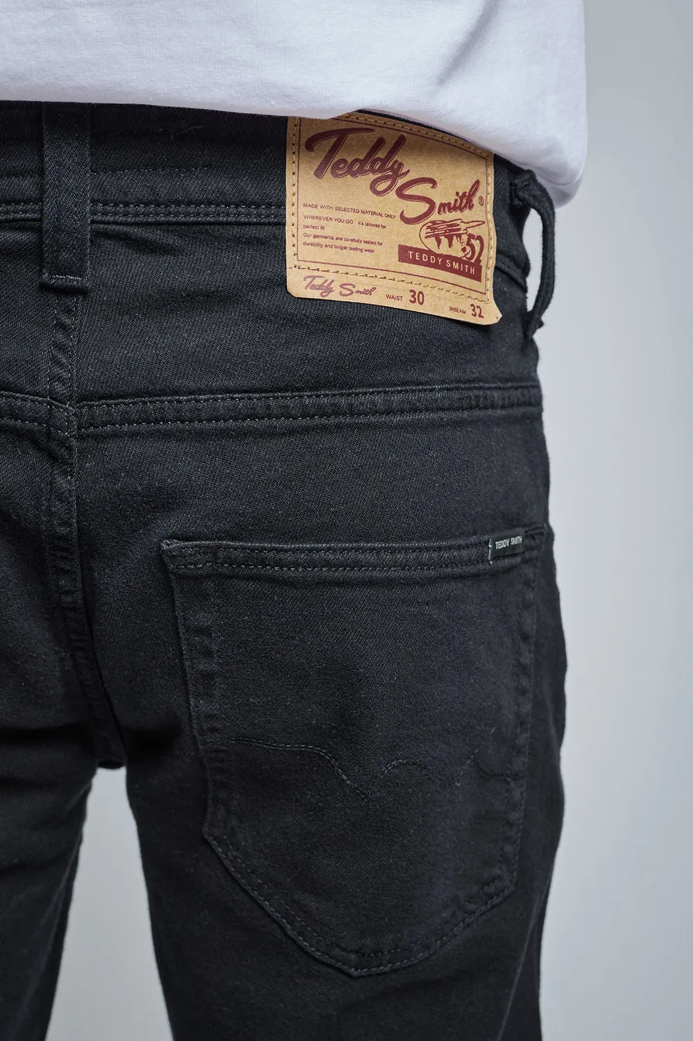 Teddy Smith Reg L32 jeans uomo nero dritto elastico