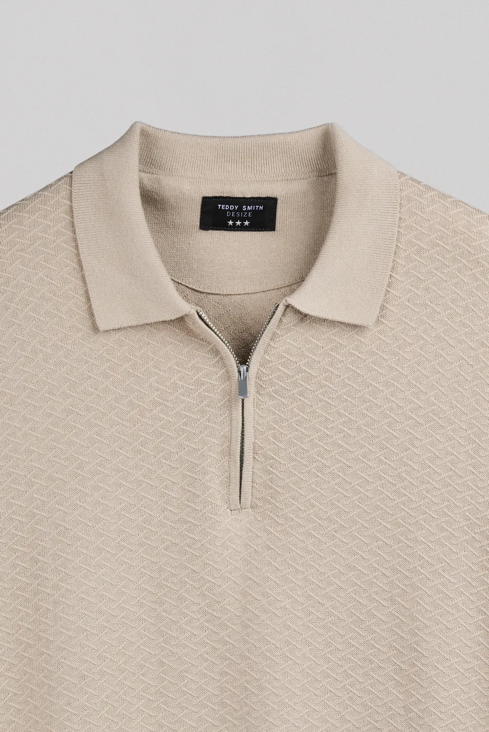 Teddy Smith P-Lynn ML polo manica lunga beige lin cotone