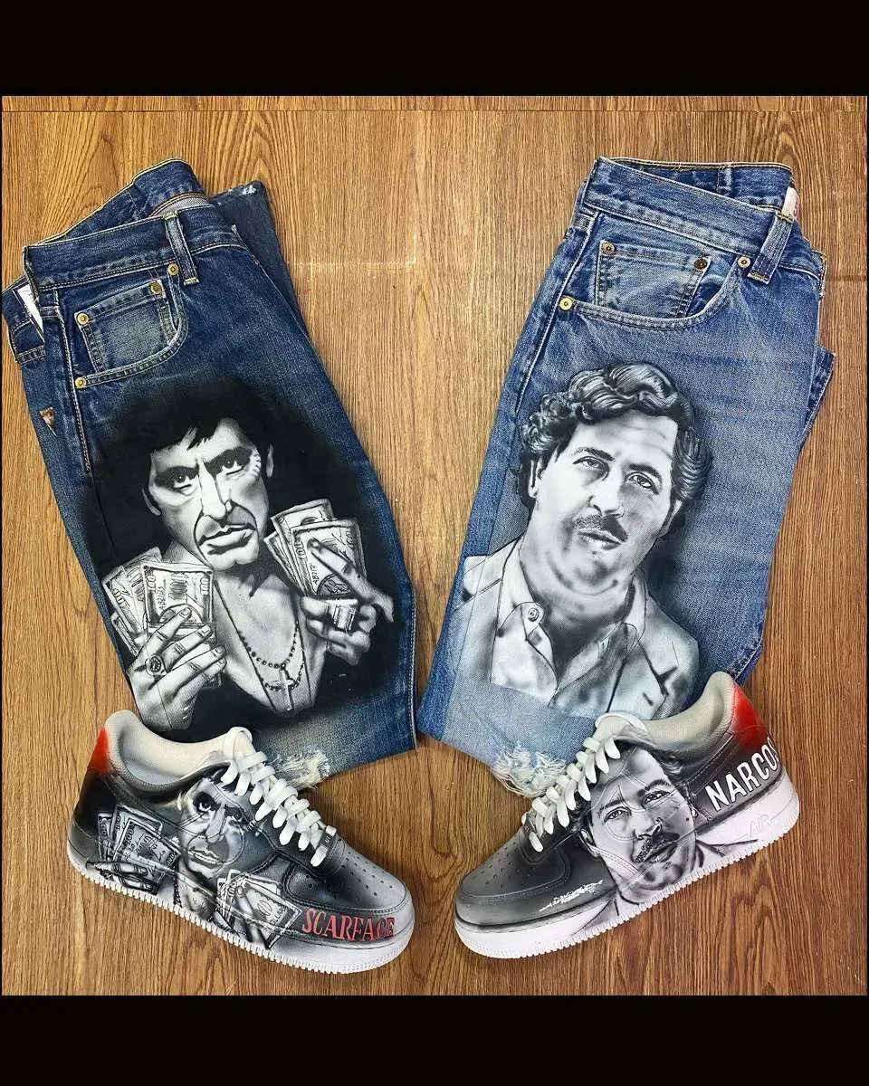 Nike Air Force 1 Scarface e Pablo Escobar sneakers dipinte a mano