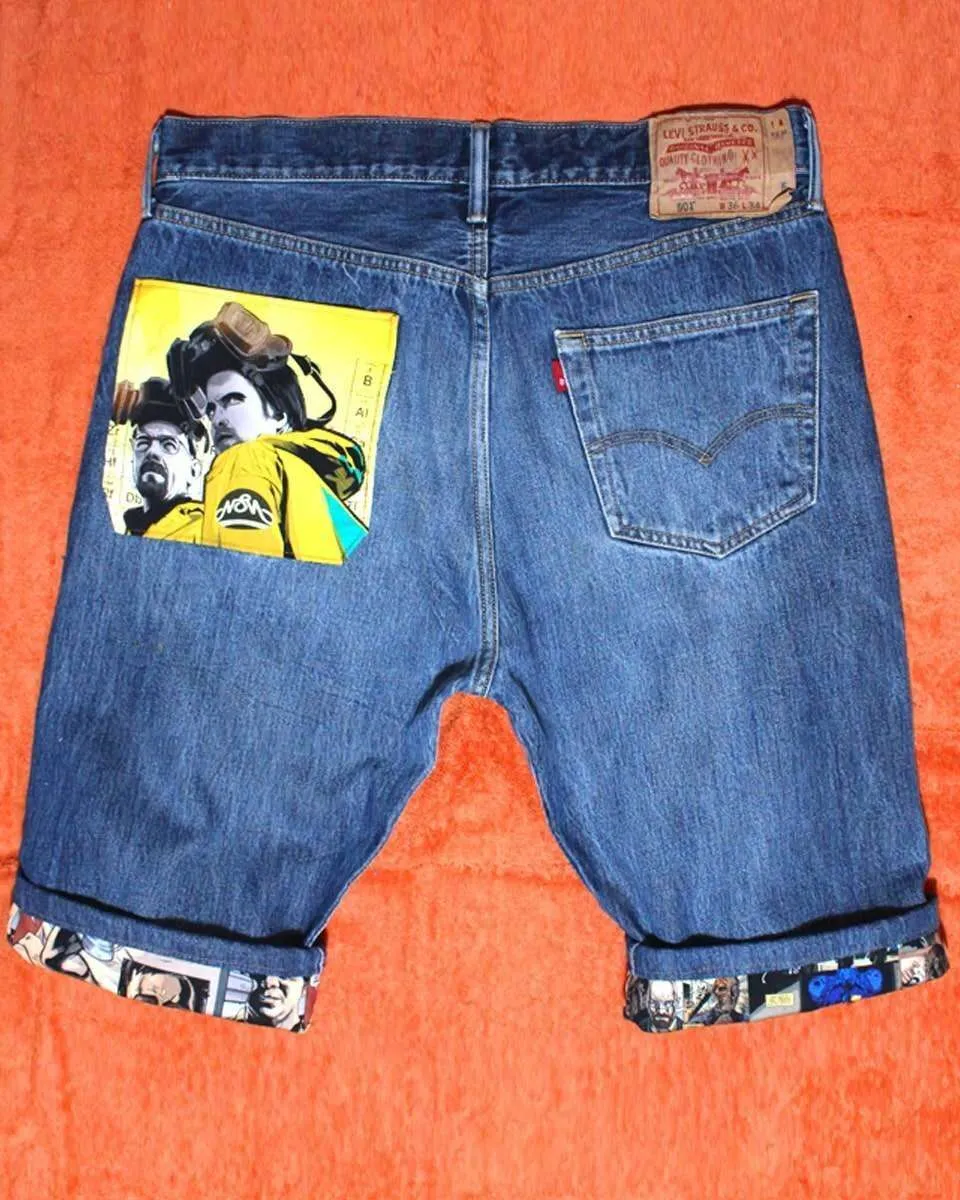 Never Say Never Levi's Breaking Bad bermuda jeans custom