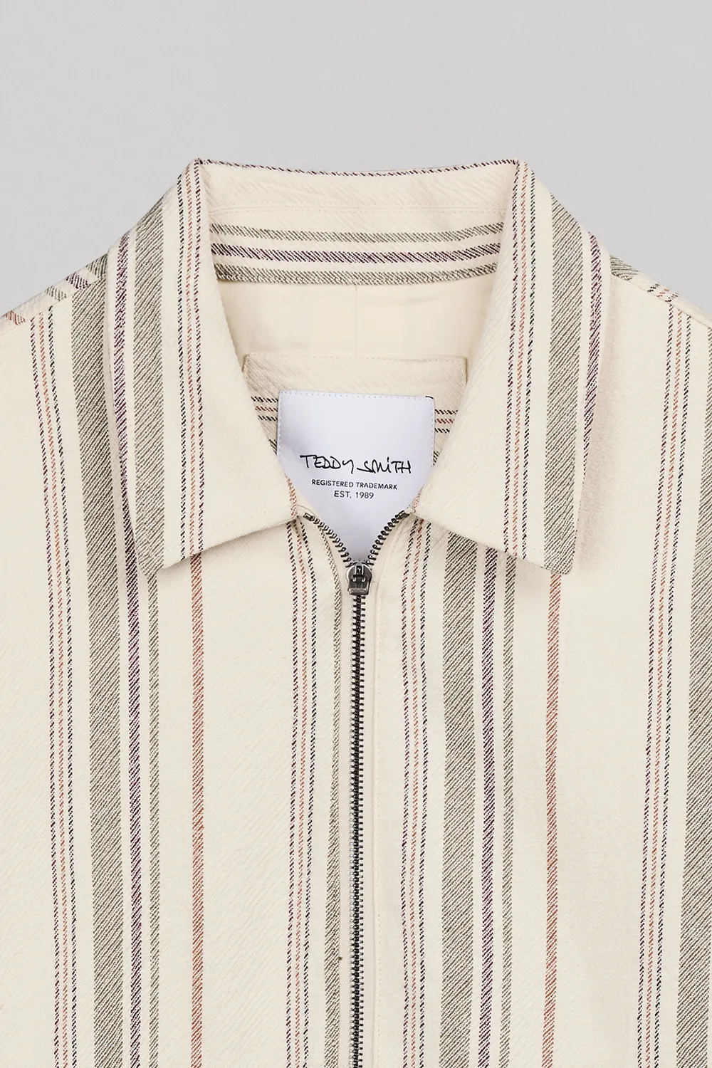 Teddy Smith B-Sheldon giacca crema righe mezza stagione