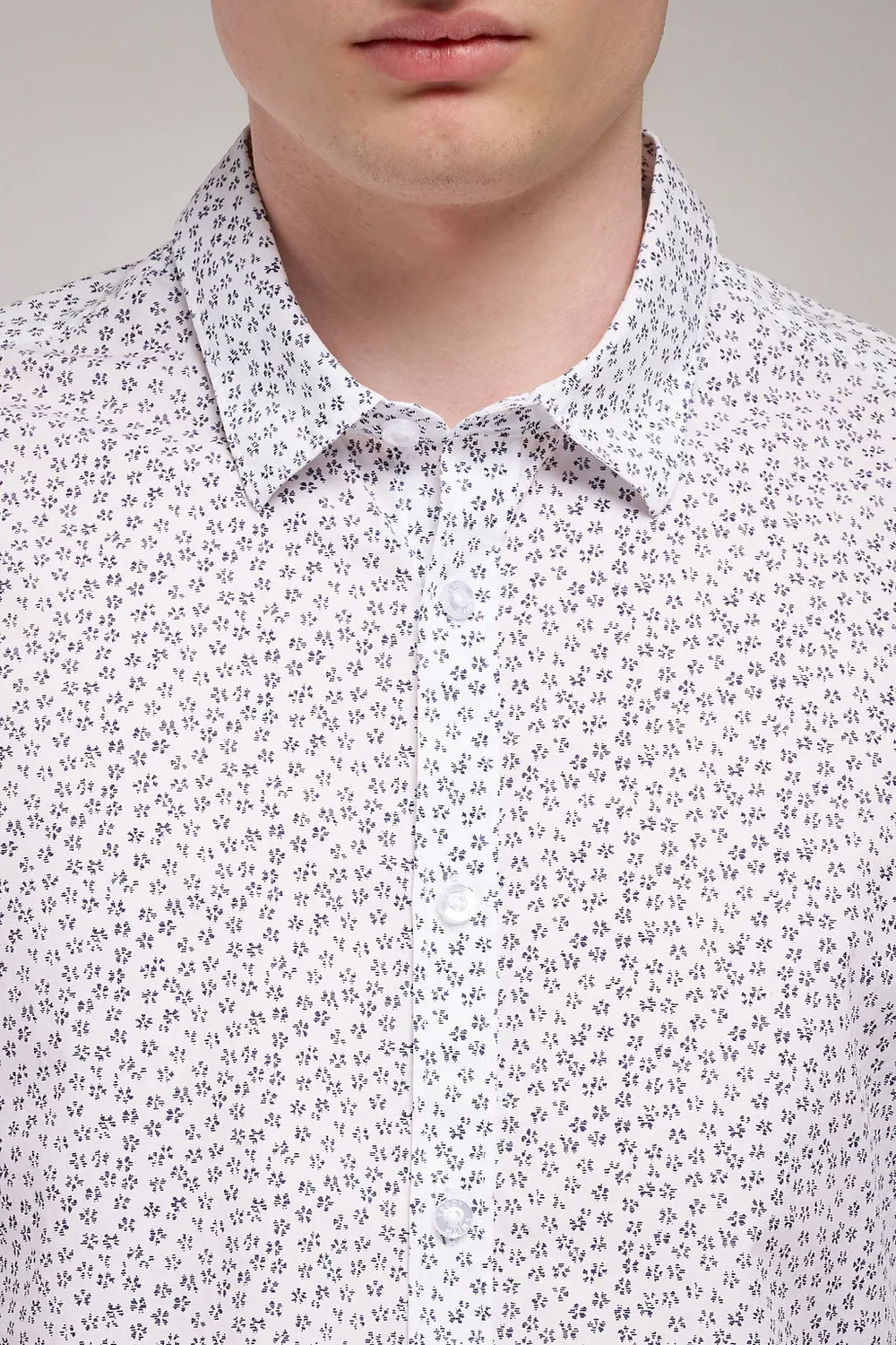 Teddy Smith Carton ML camicia bianca micro fantasia blu cotone
