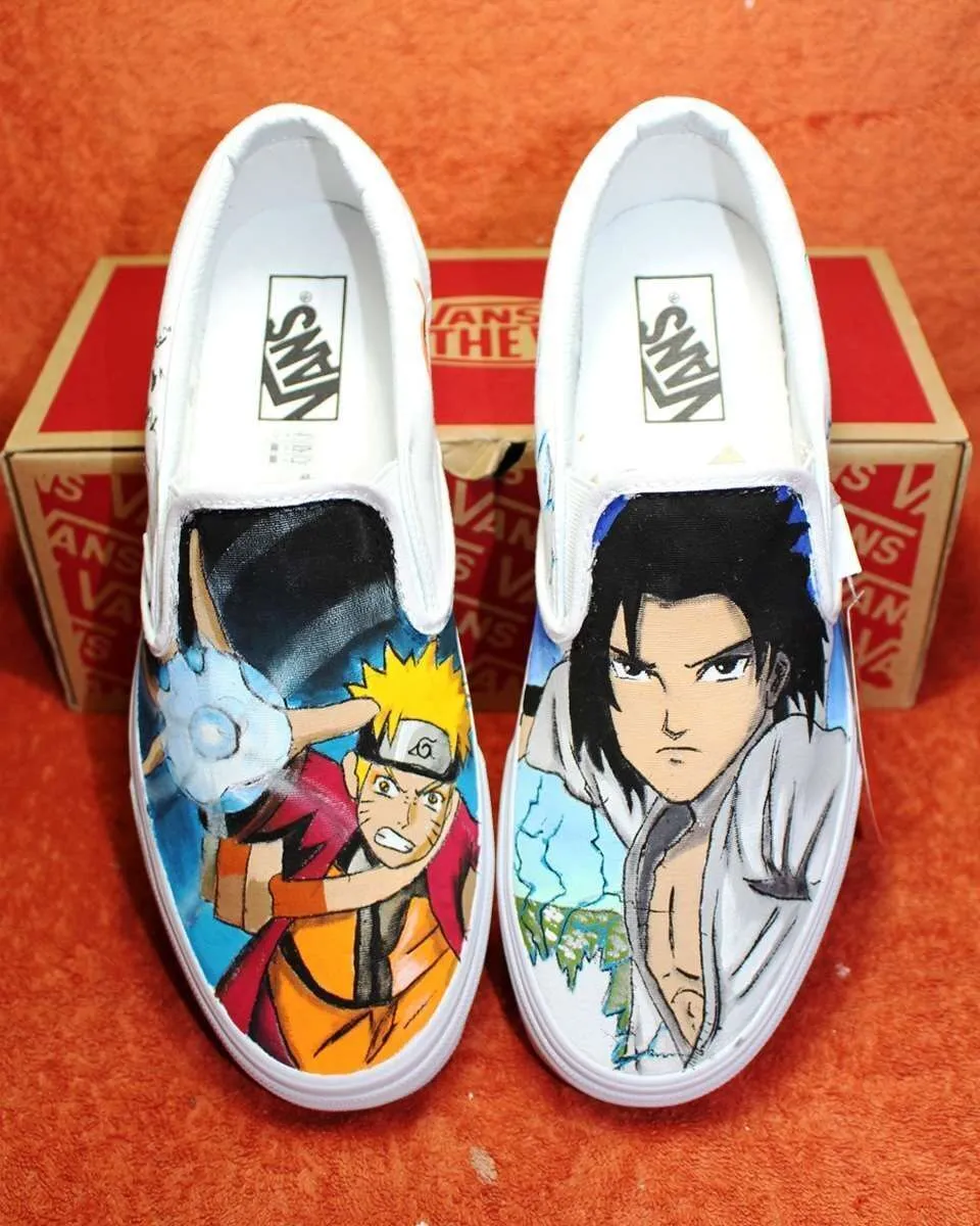 Vans Slip-On sneakers dipinte a mano Naruto Sasuke