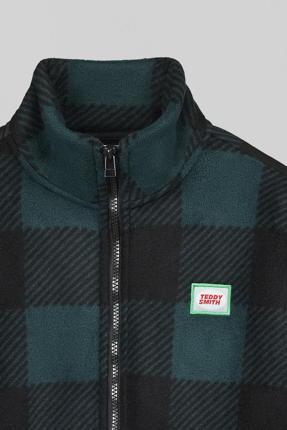 Teddy Smith B-Charles Jr Pile Ragazzo Verde Pino Quadri Sherpa