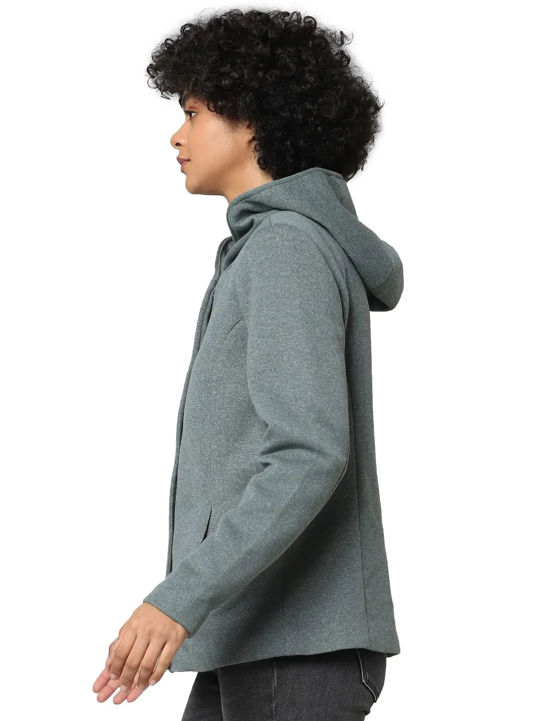 Only Sedona giacca corta donna XS verde melange cappuccio