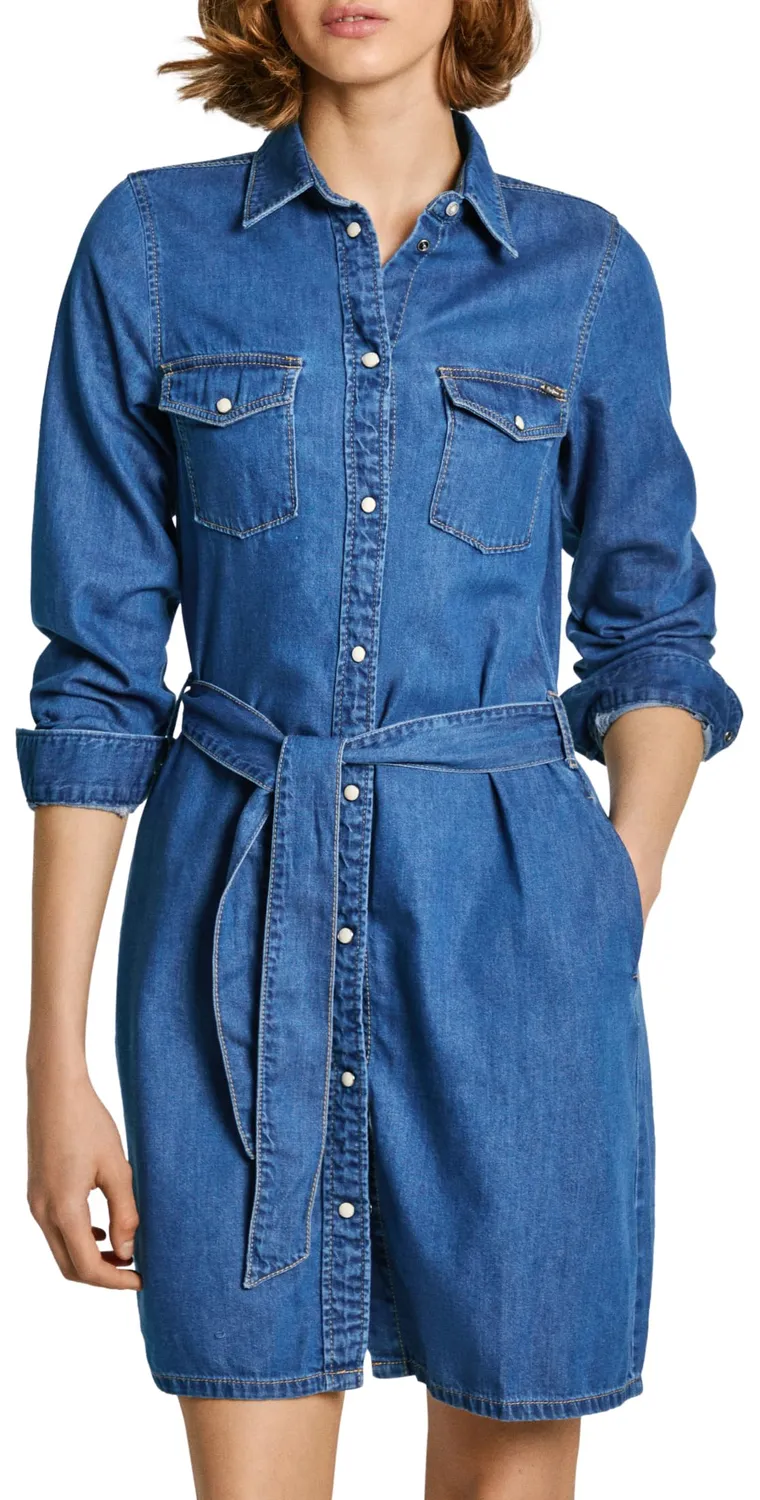 Pepe Jeans chemisier vestito donna denim indaco