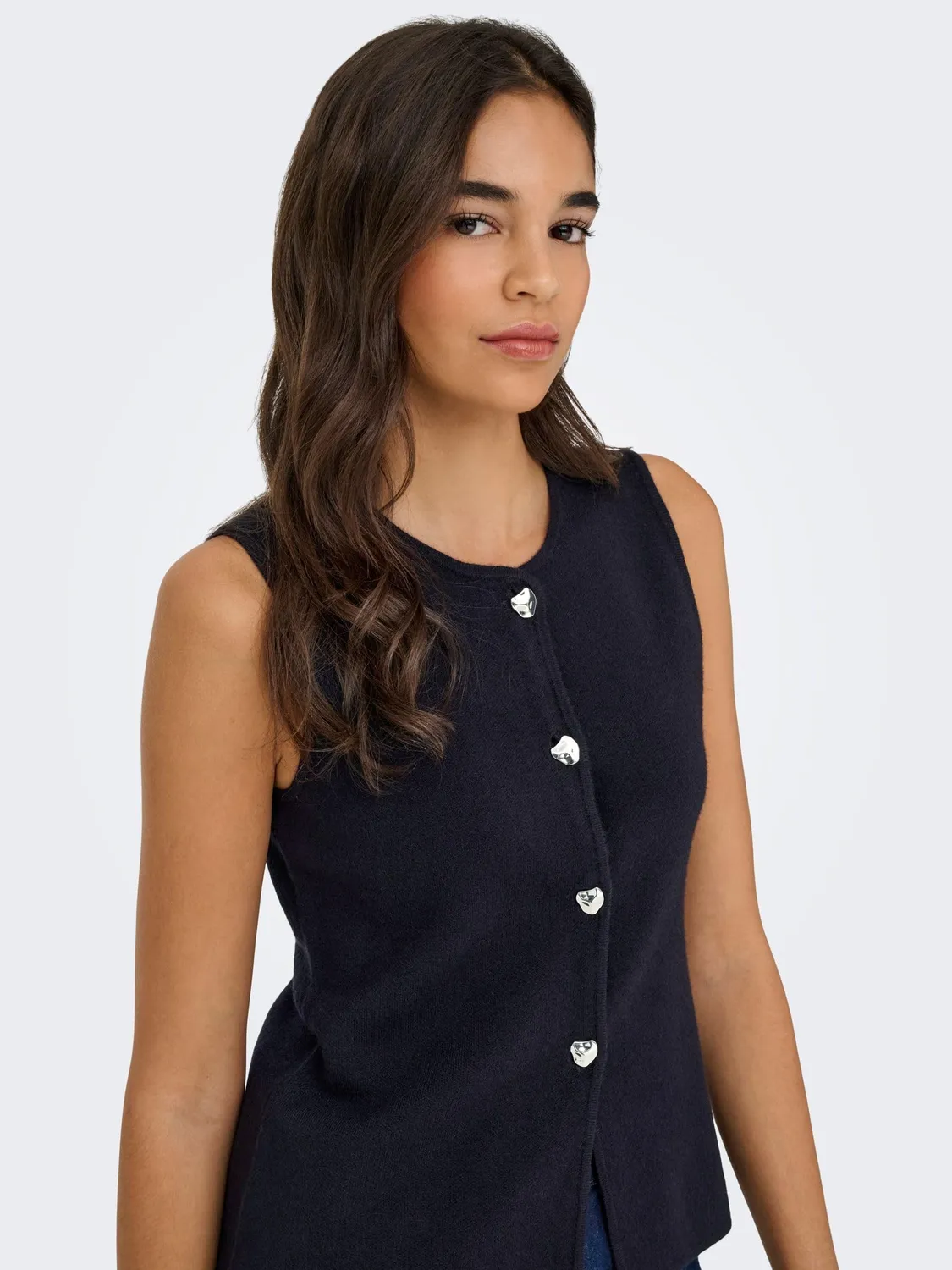 Only Onlibi Button SL Vest CC Knt gilet donna L cielo notturno