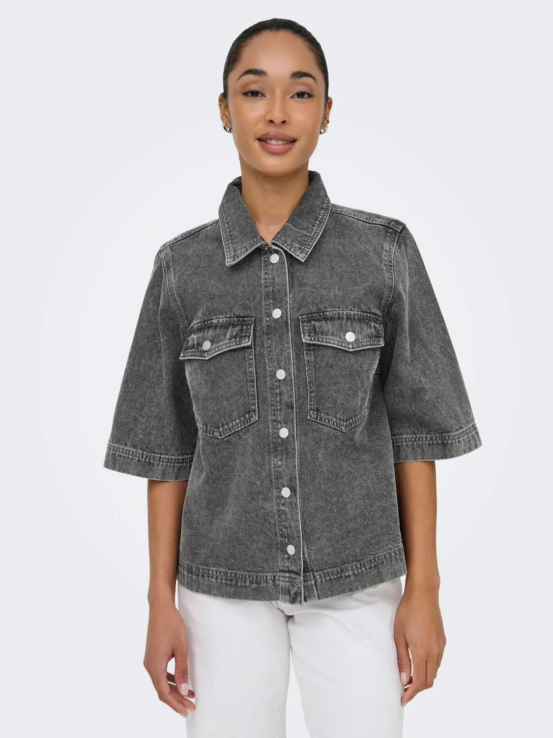 ONLY Onlbelle camicia jeans donna S denim scuro classica