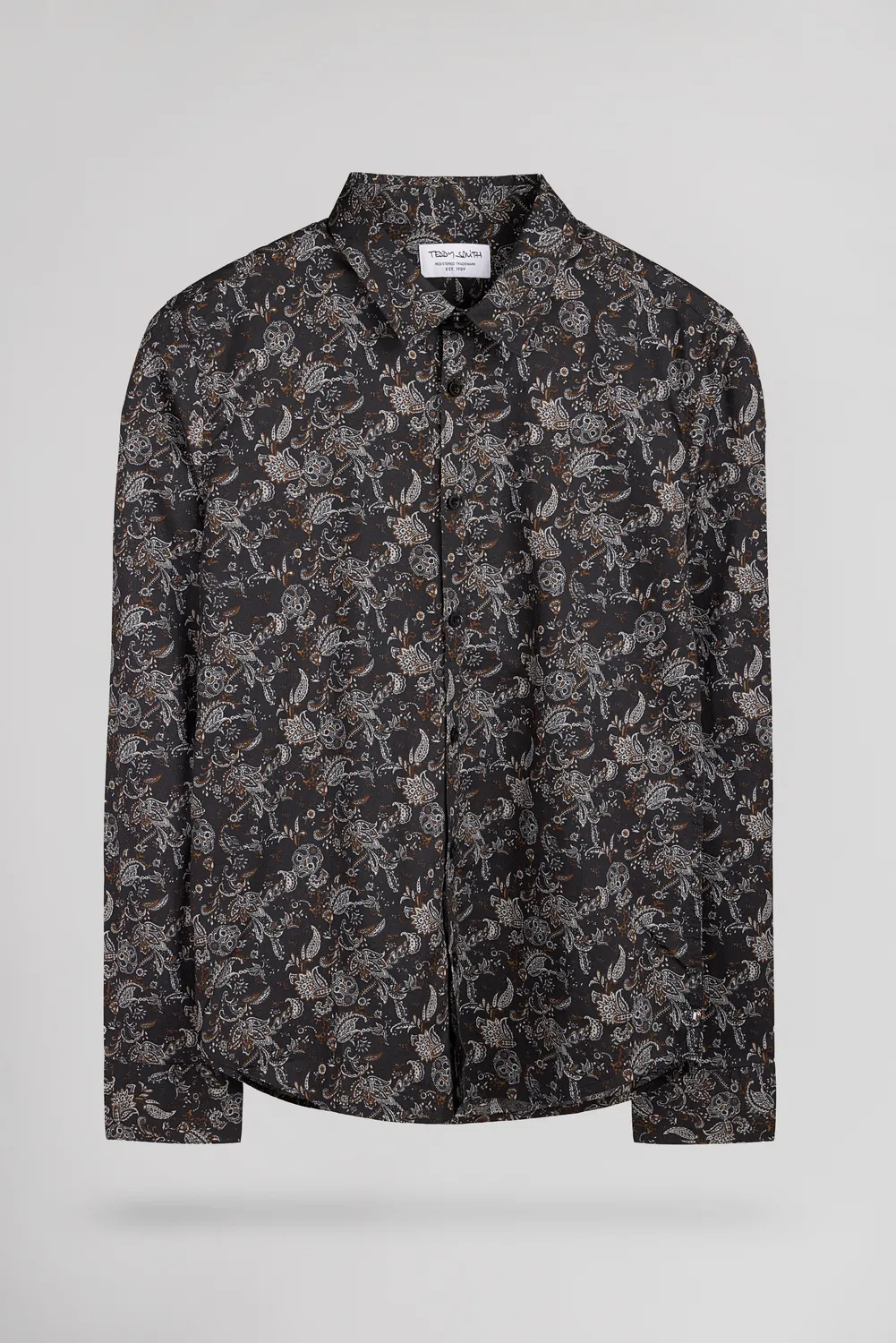 Teddy Smith Carton ML Stretch camicia uomo nera slim