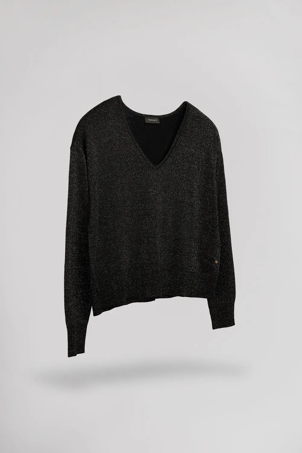 Teddy Smith Lizie Pull Donna Nero Lurex Scollo V