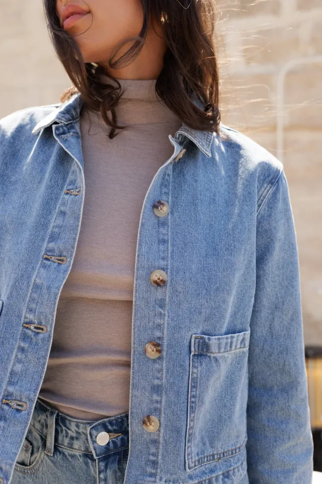 Oraije Vance giacca camicia corta blu vintage