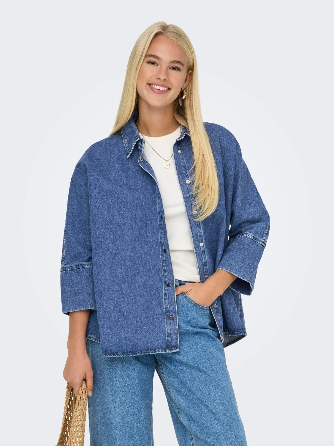 Only Onlgrace camicia denim donna M lavaggio jeans
