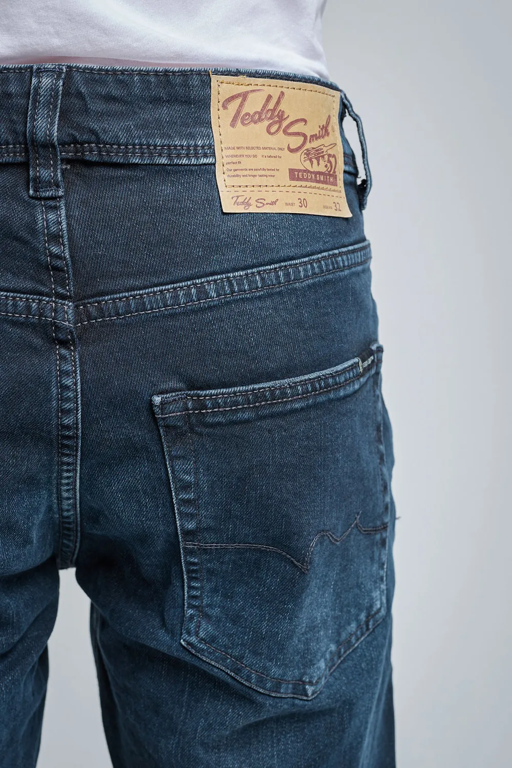Teddy Smith Reg L32 jeans dritto deep blue elasticizzato uomo