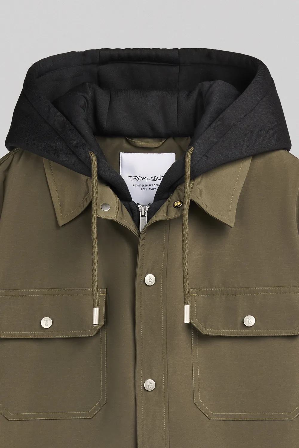 Teddy Smith B-Peterson giacca idrorepellente kaki cappuccio