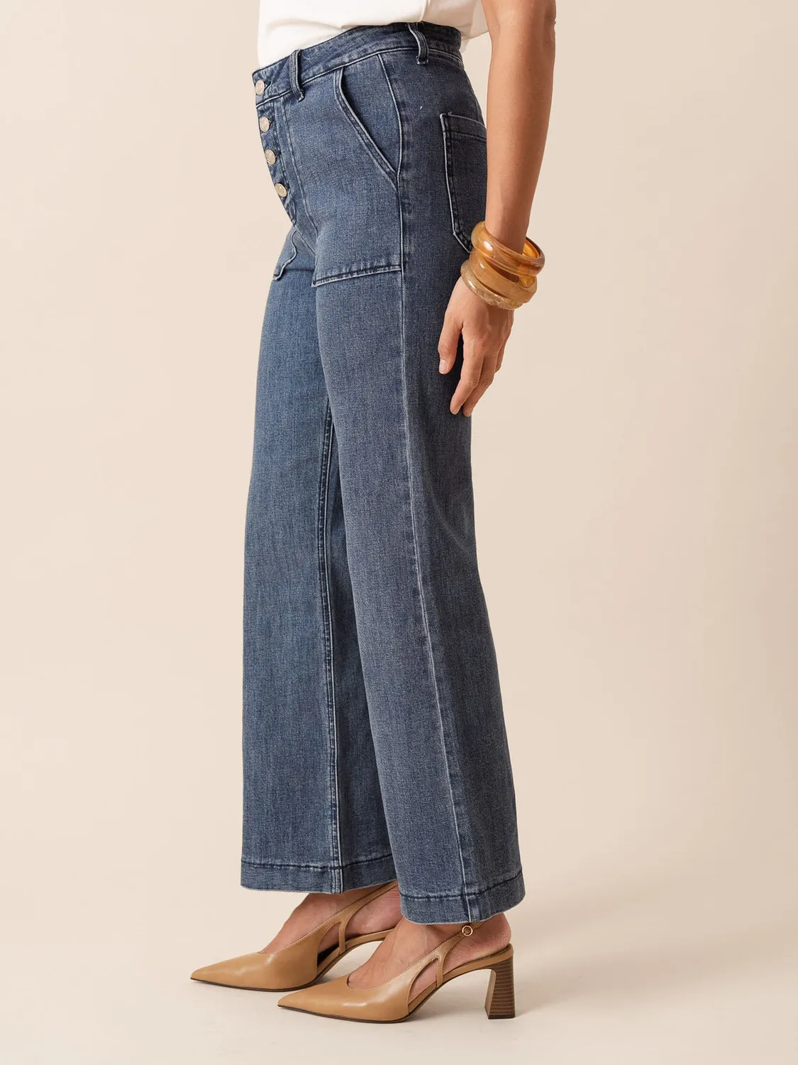 Oraije Paulinette jeans bootcut blu stone