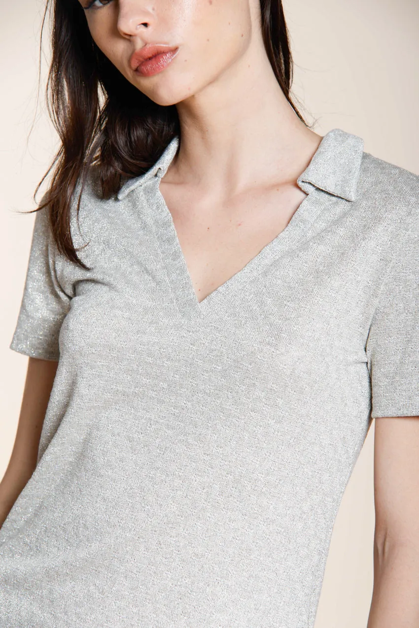 Mason's Ada camicia donna argento lurex manica corta