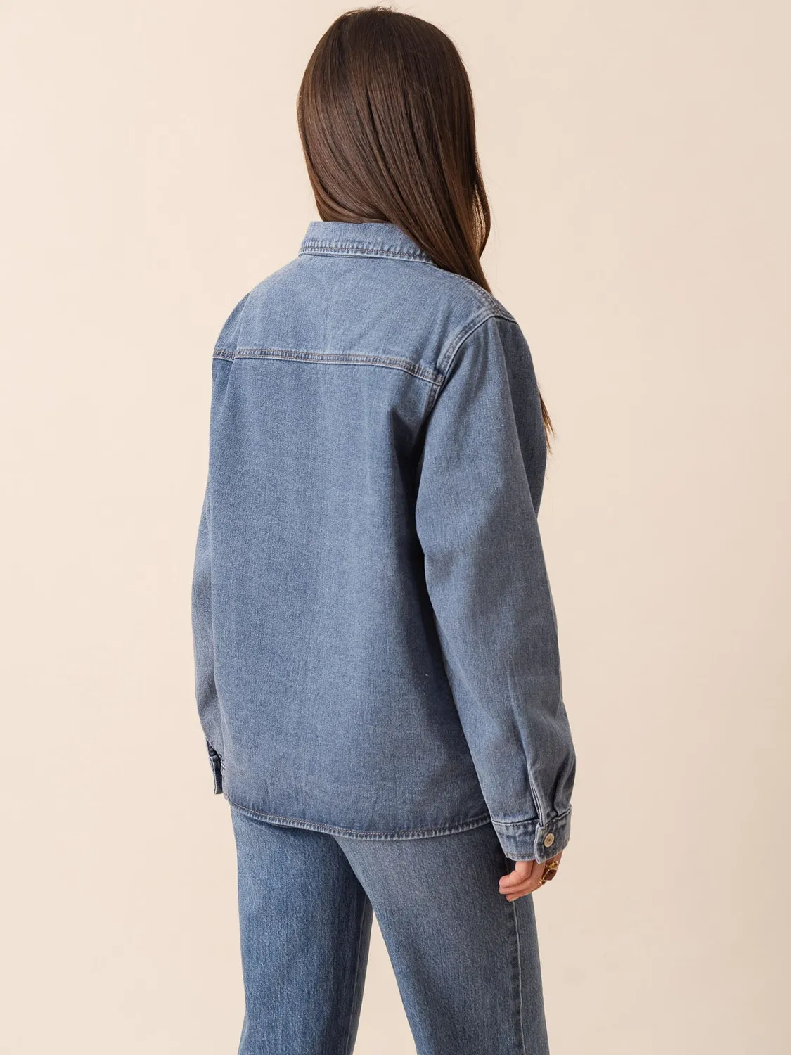 Oraije Cheri camicia giacca denim blu stone