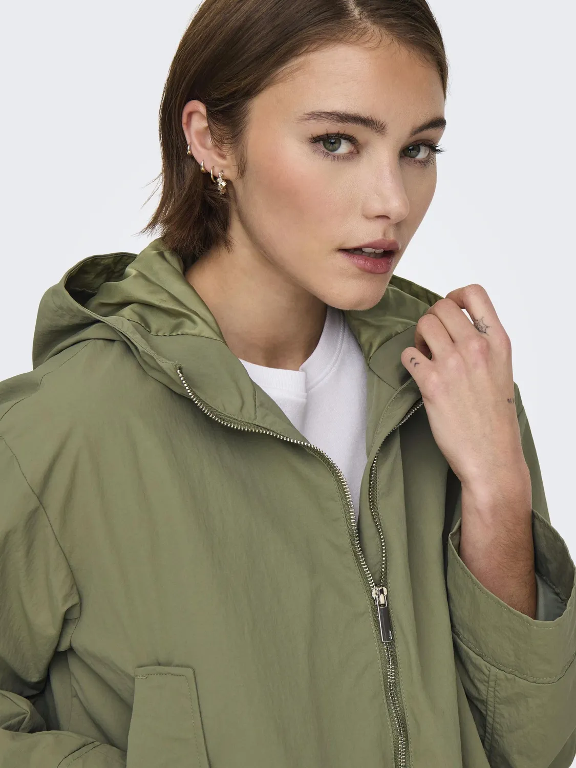 ONLY Onlbealo Hood giacca cappuccio 3XL humus leggera