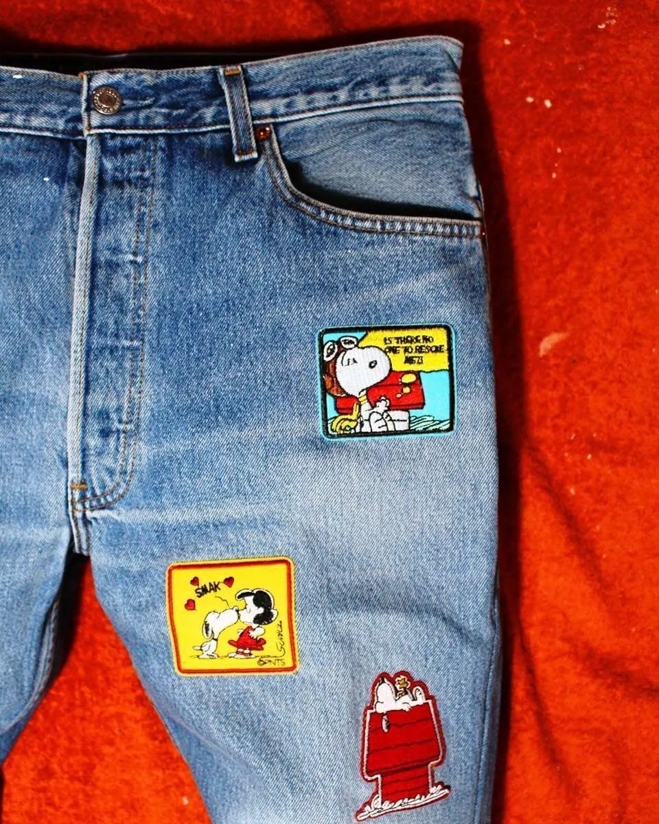 Levi's Vintage Jeans Dipinti a Mano Snoopy