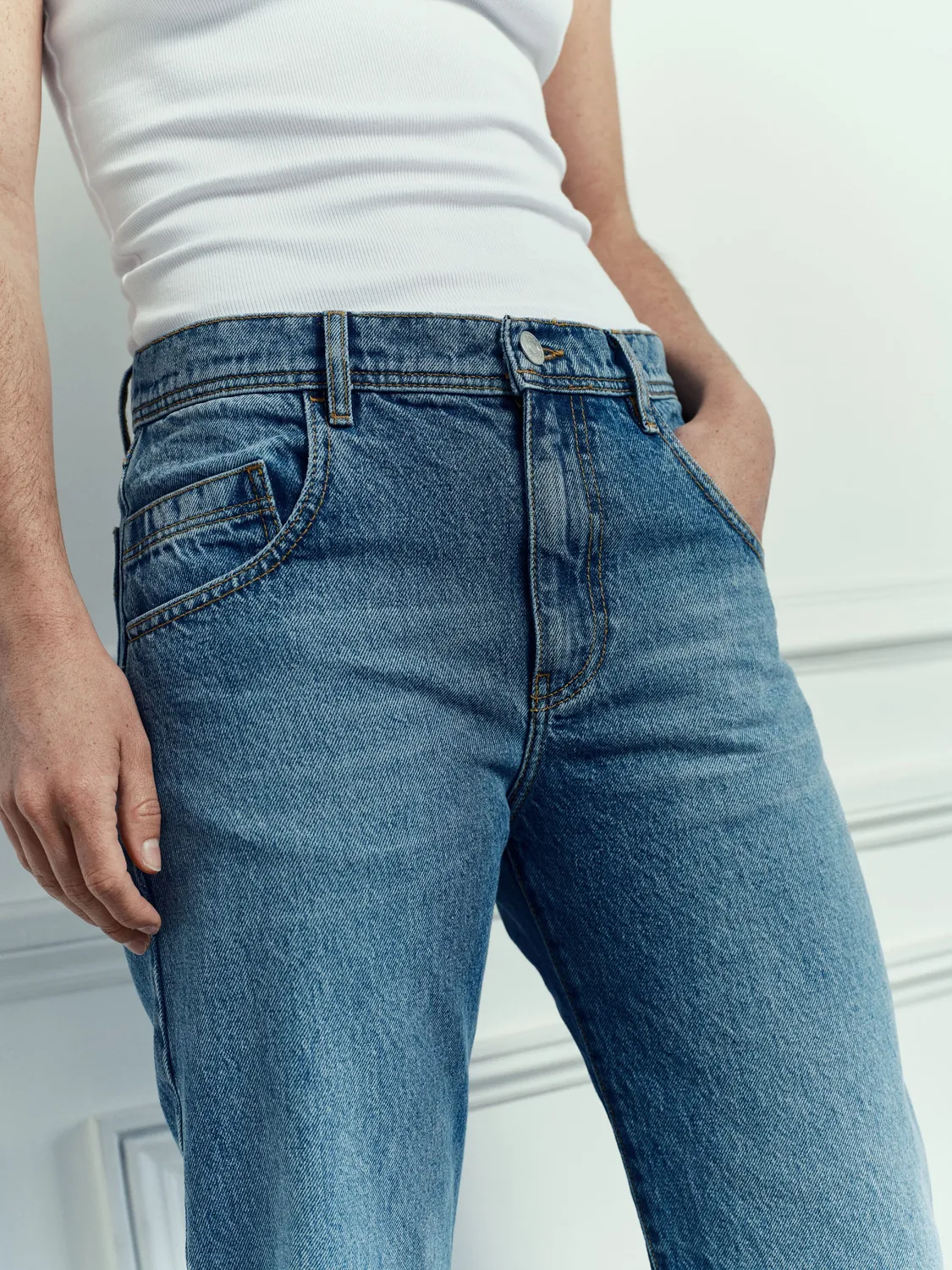 Acquaverde Kayden Jeans Aged Wash Gamba Arrotondata