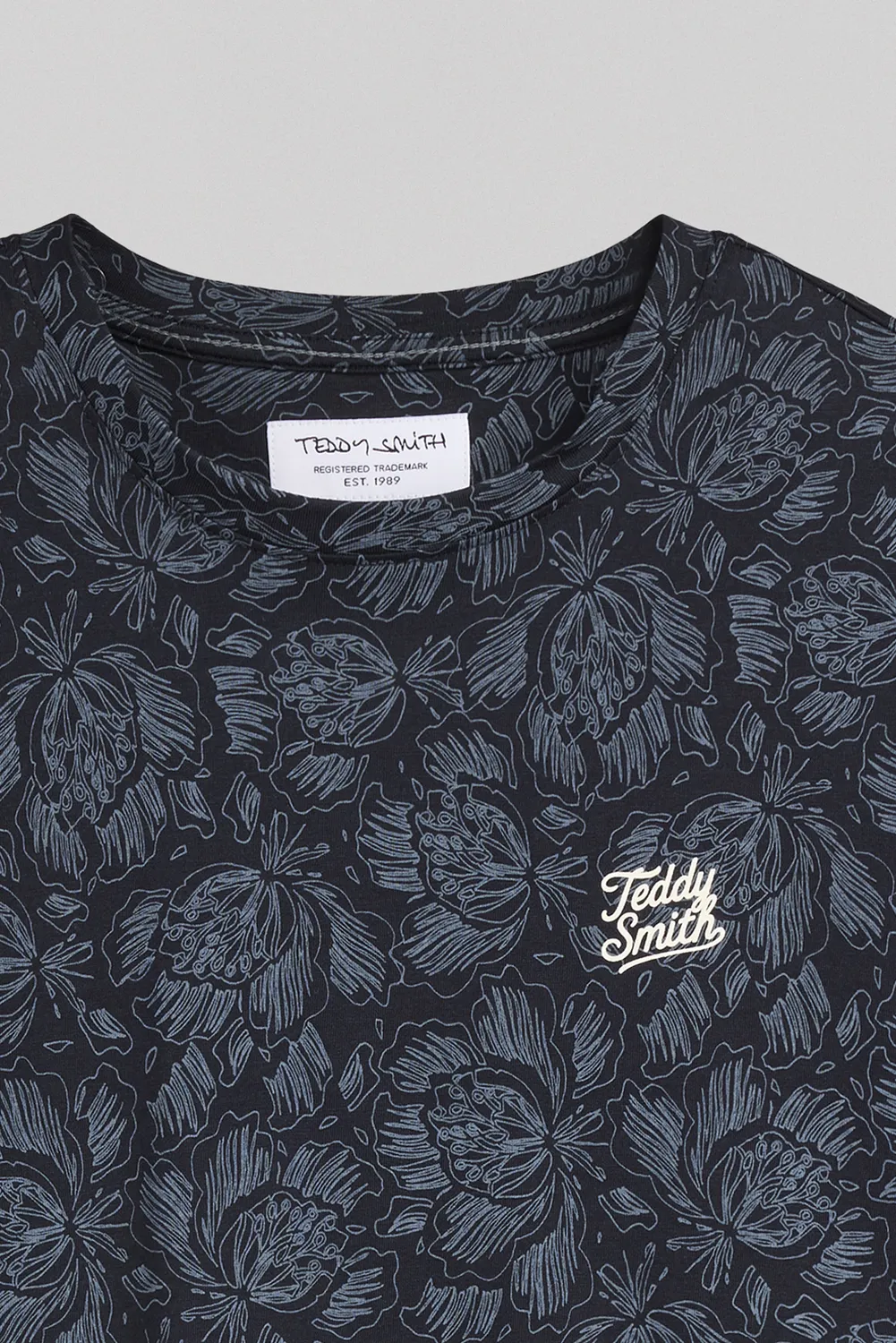Teddy Smith T-Areski MC T-Shirt Uomo Navy Floreale Cotone