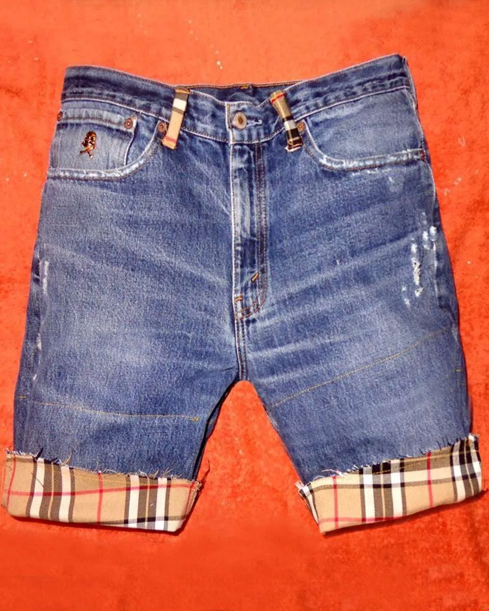 Never Say Never bermuda Levi's vintage Burberry remake a mano