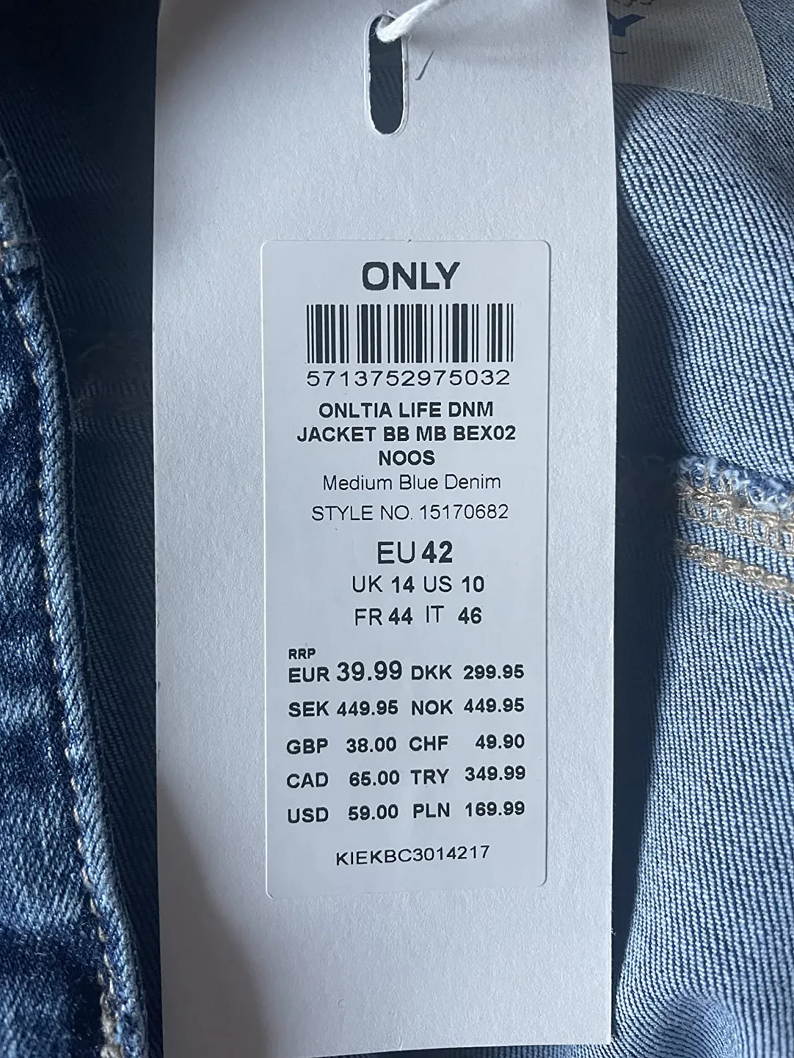 Only Tia giacca jeans donna blu cotone elasticizzato bottoni