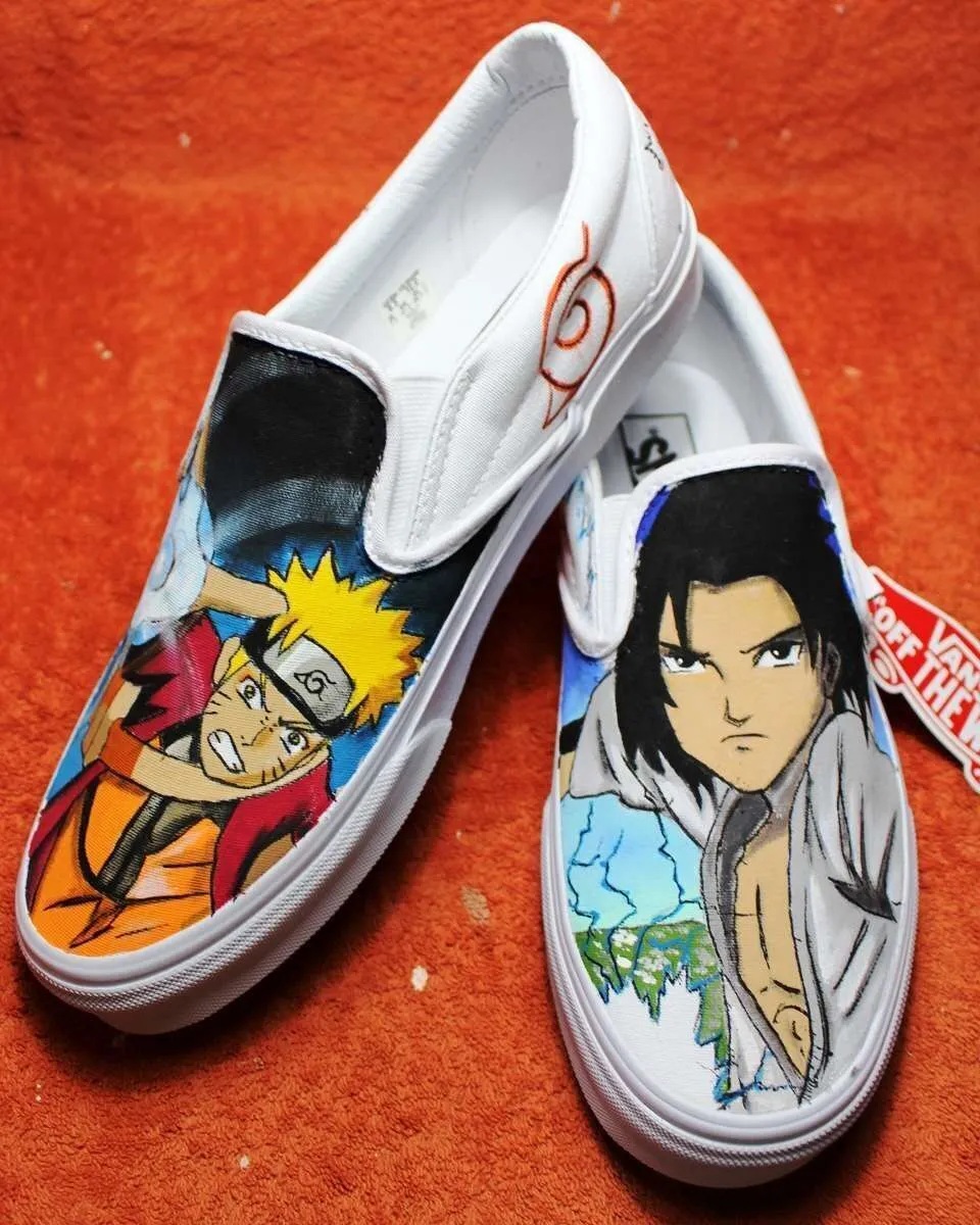 Vans Slip-On sneakers dipinte a mano Naruto Sasuke