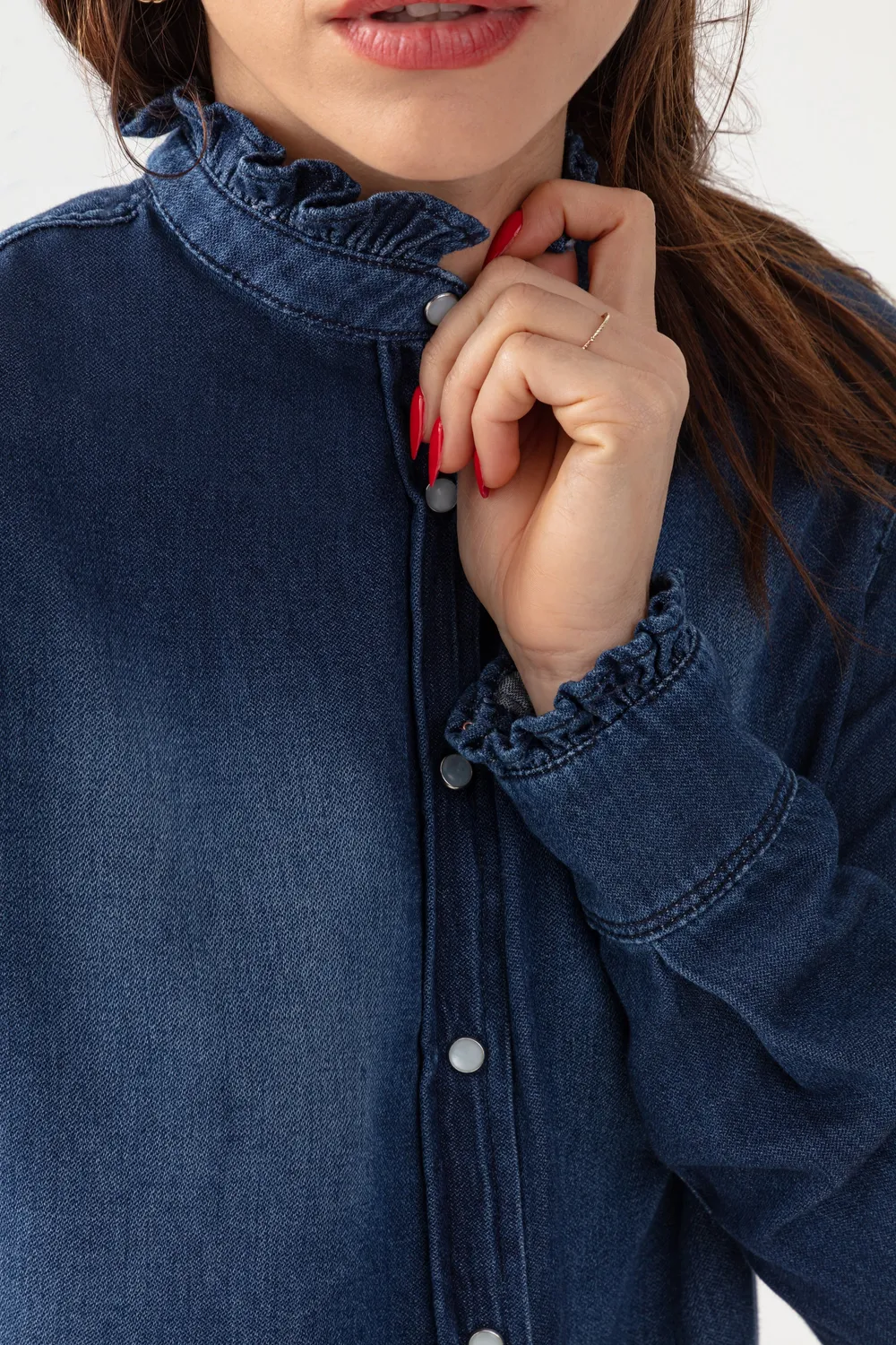 Acquaverde Gaby Camicia jeans Hand Brushed
