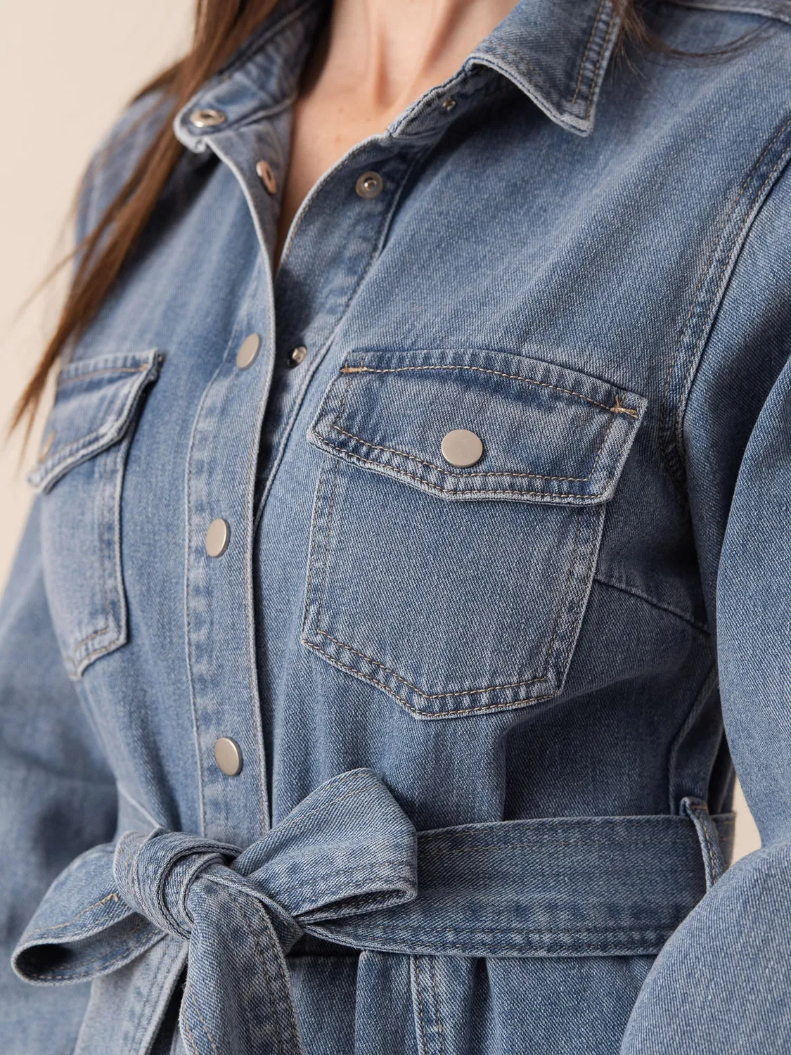 Oraije Rosalie vestito denim midi blu