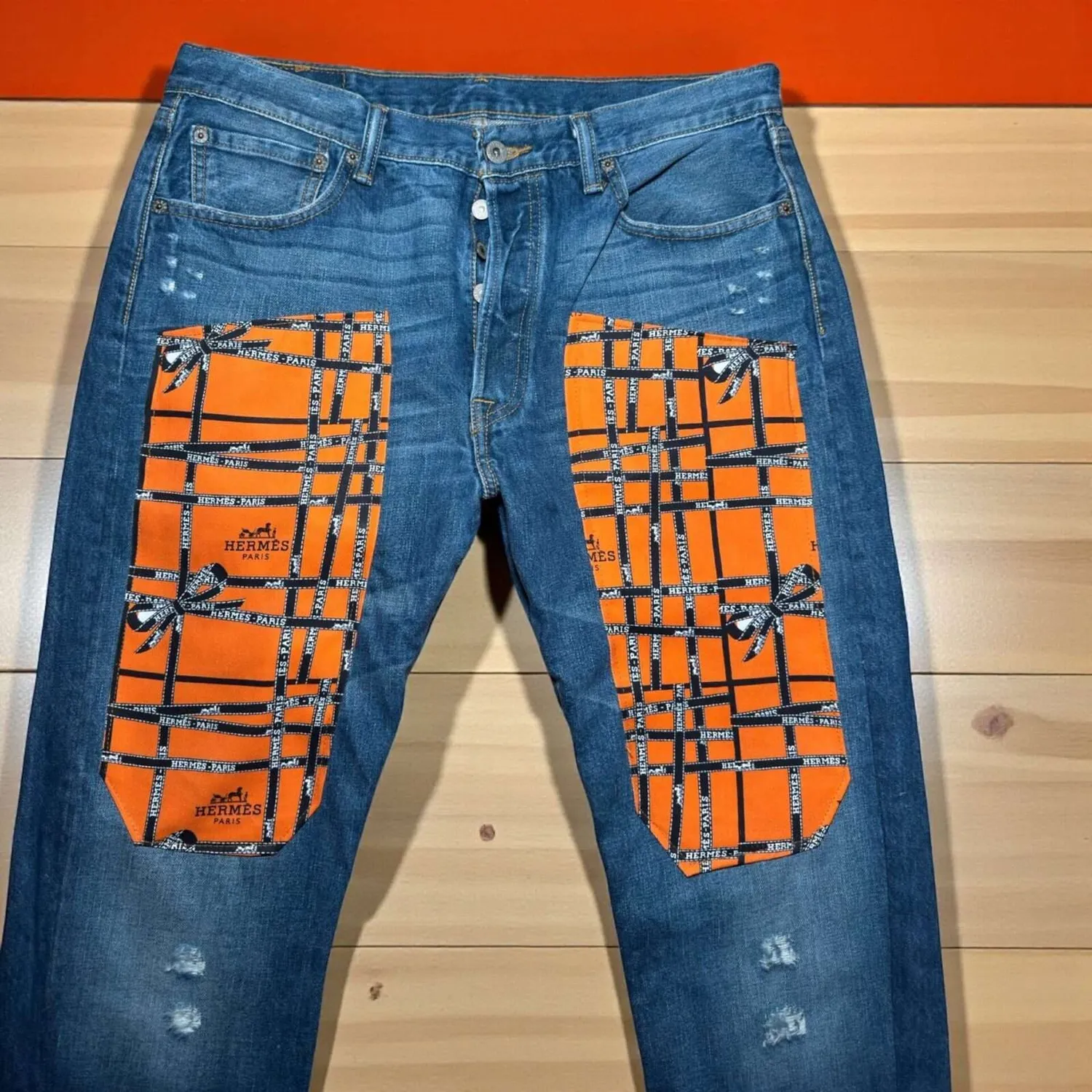 Never Say Never Jeans Levi's Tessuto Hermes custom su misura