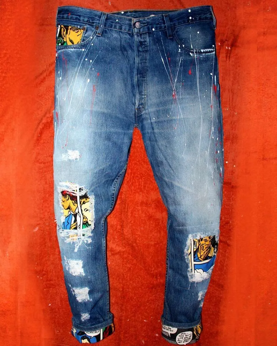 Levi’s Vintage Lupin Fumetti jeans dipinti a mano