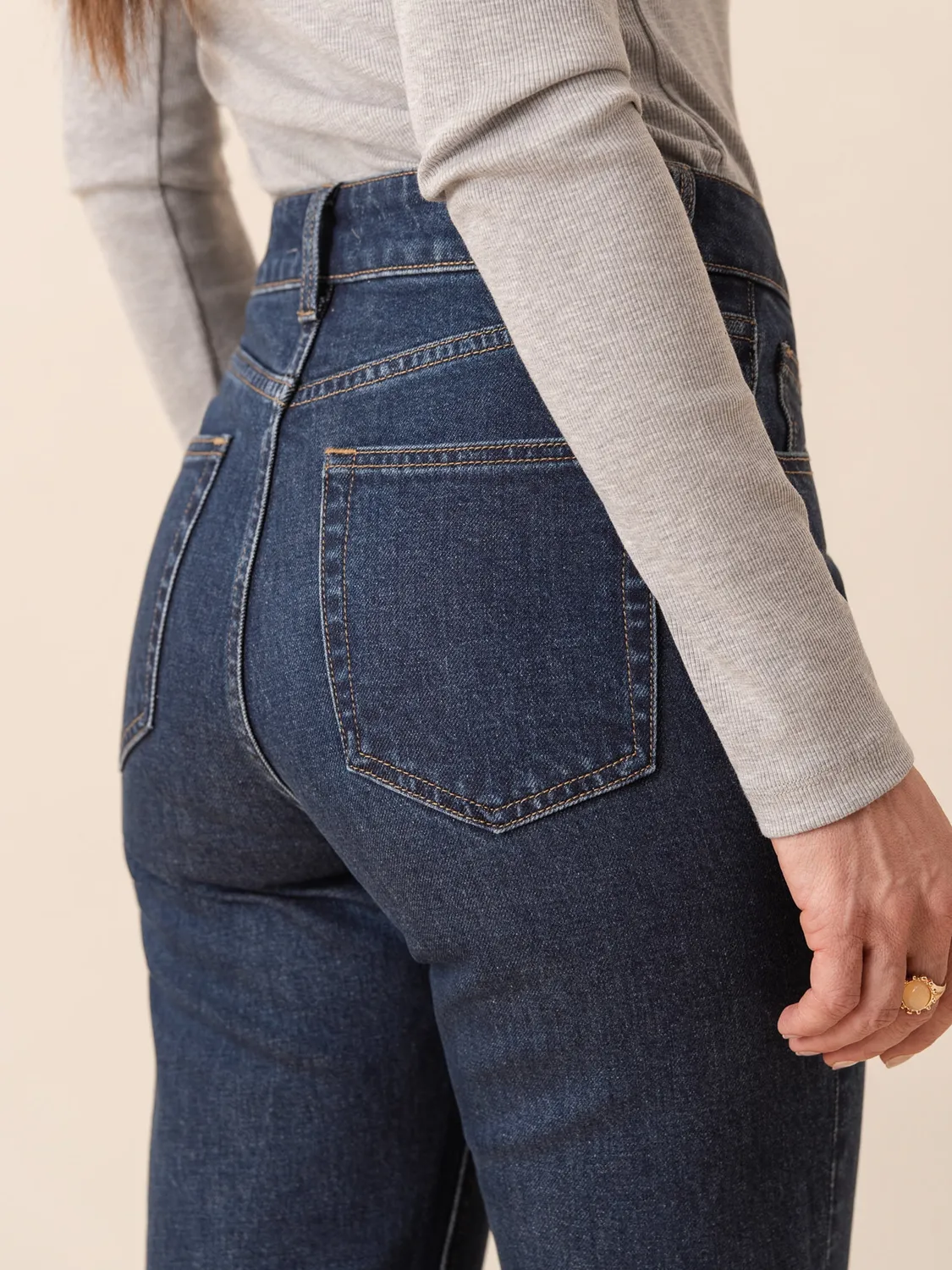 Oraije Mia jeans momfit petite blu scuro