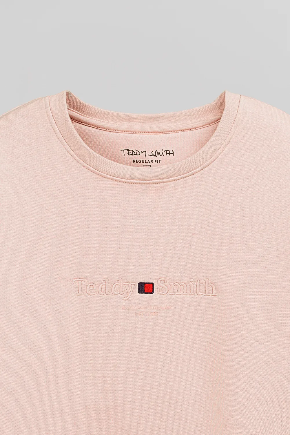 Teddy Smith S-Jim felpa rosa pastel girocollo cotone garzato