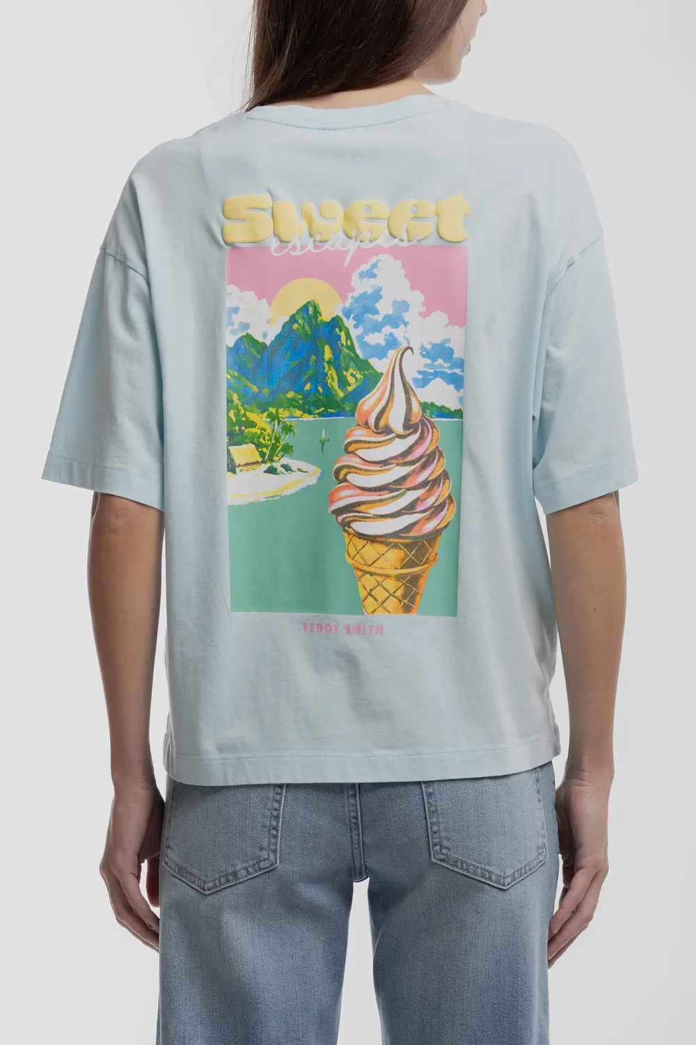 Teddy Smith T-ICY MC BLEU LAGON t-shirt blu laguna oversize