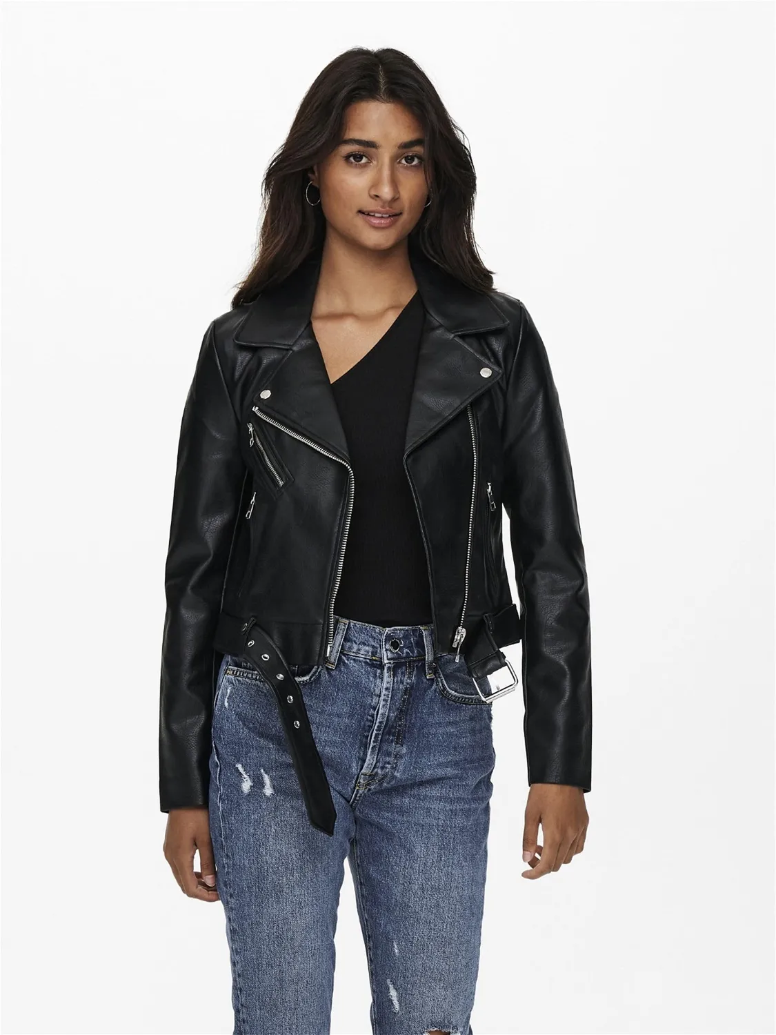 ONLY Onlvera giacca biker ecopelle nera cerniera