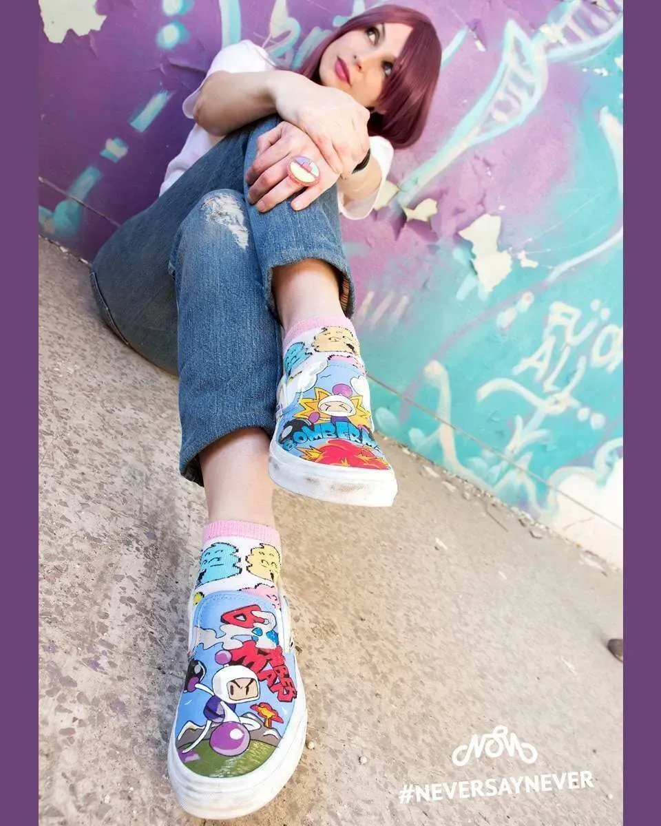 Vans Slip-On Bomberman anni 90 scarpe dipinte a mano