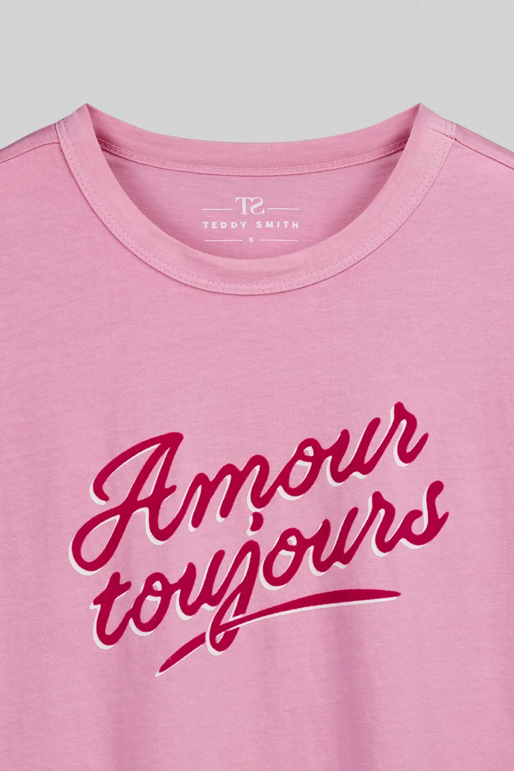 Teddy Smith T-Amour MC T-Shirt Rosa Bonbon Oversize Donna