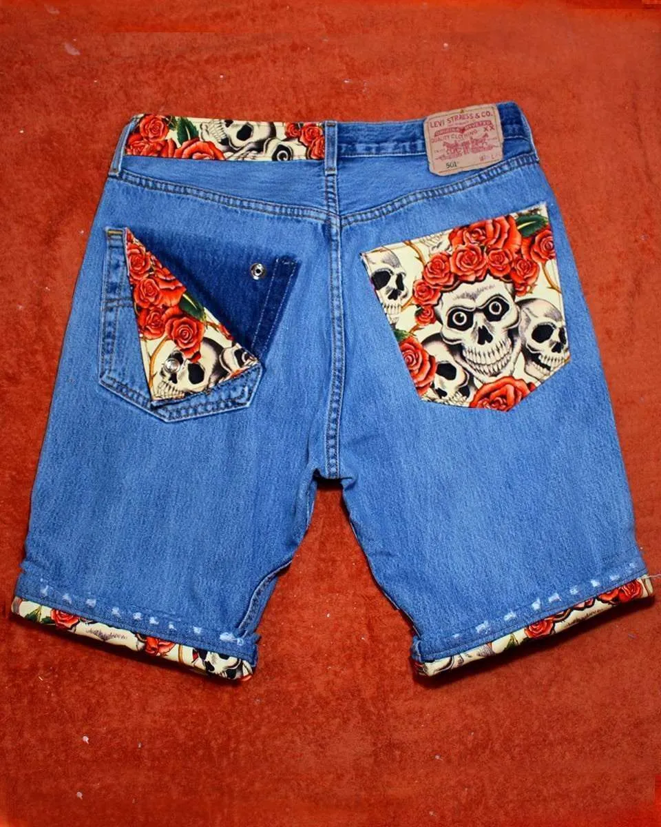 Never Say Never bermuda Levis vintage teschi rose short jeans