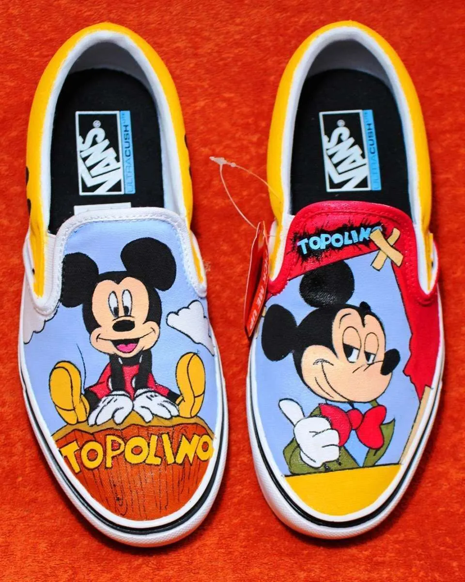 Never Say Never Vans Slip-On Topolino Scarpe Dipinte a Mano