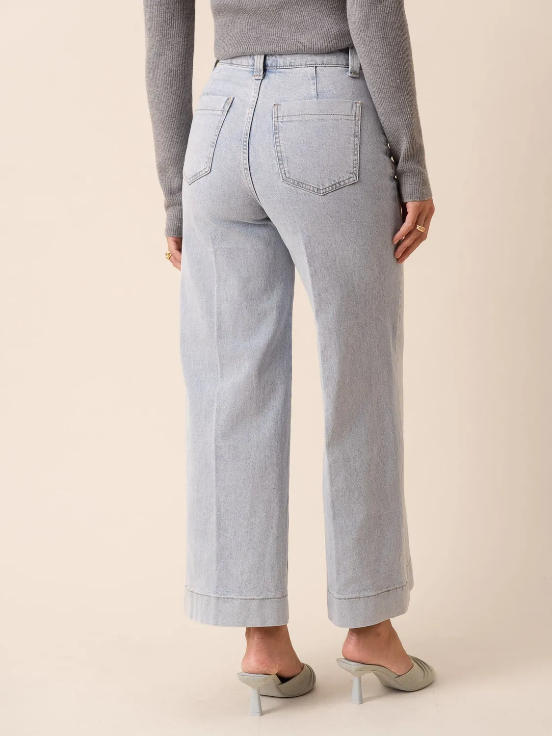 Oraije Basile jeans wide azzurro piega push-up