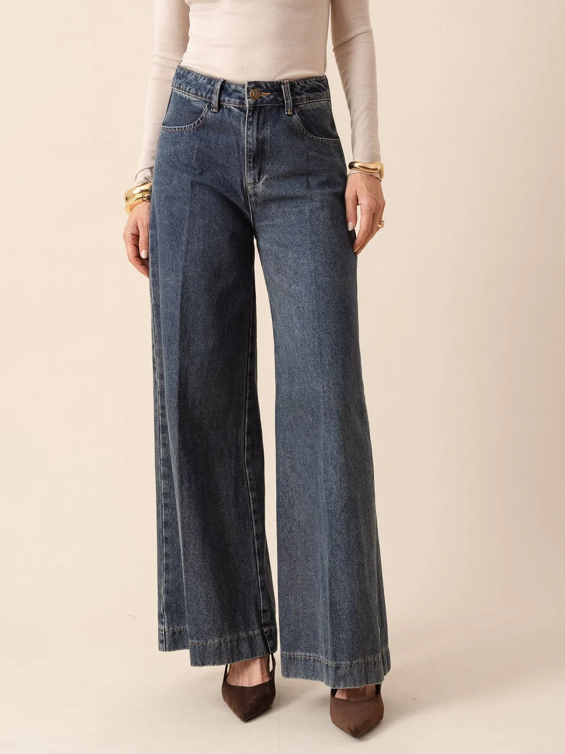 Oraije Pepino jeans palazzo blu scuro vita alta
